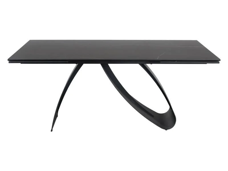 Стол обеденный SIGNAL DIUNA Ceramic Sahara Noir черный мрамор/черный мат 160-240/90