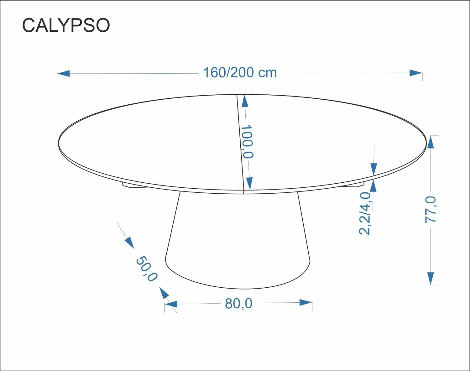 Стол обеденный HALMAR CALYPSO натуральный 160-200/100