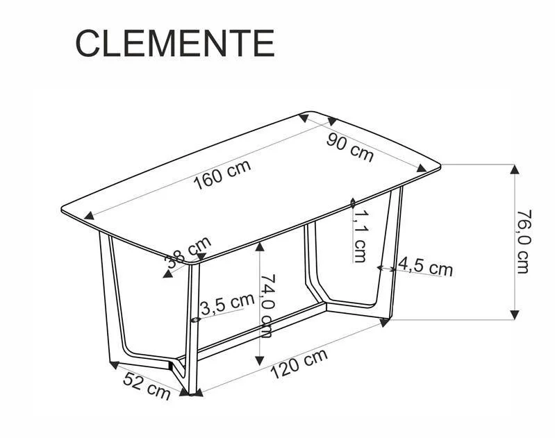 Стол обеденный HALMAR CLEMENTE белый мрамор/золотой 160/90