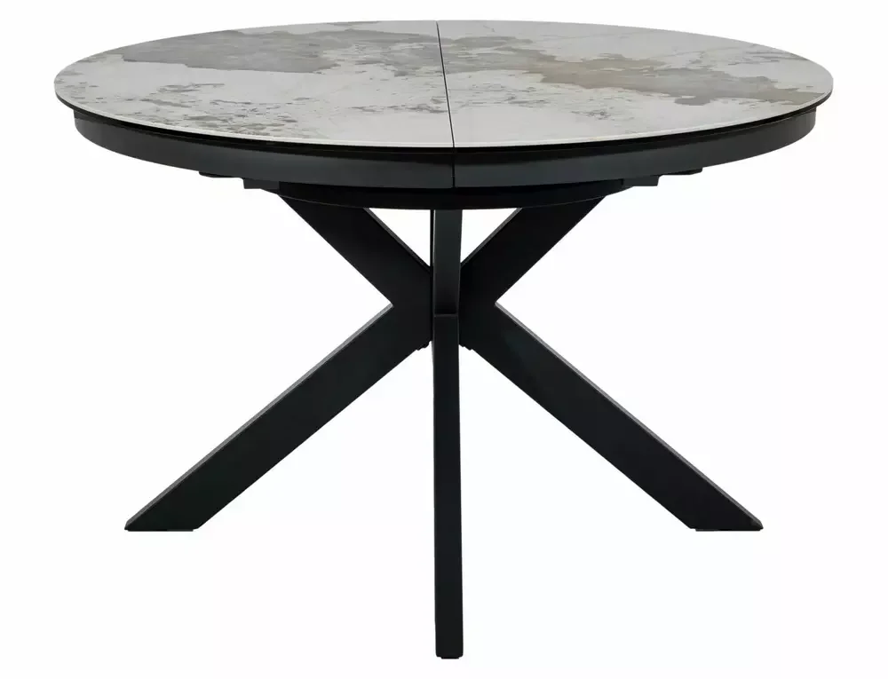 Стол обеденный SIGNAL PORTO Ceramic белый Pandoro/черный 120-160/120