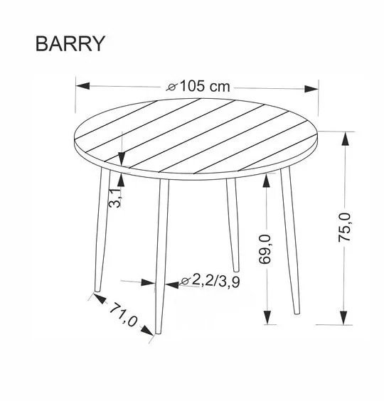 Стол обеденный HALMAR BARRY орех/черный 105