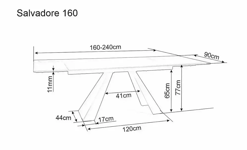 Стол обеденный SIGNAL SALVADORE Ceramic бежевый Onice Oro/черный мат 160-240/90