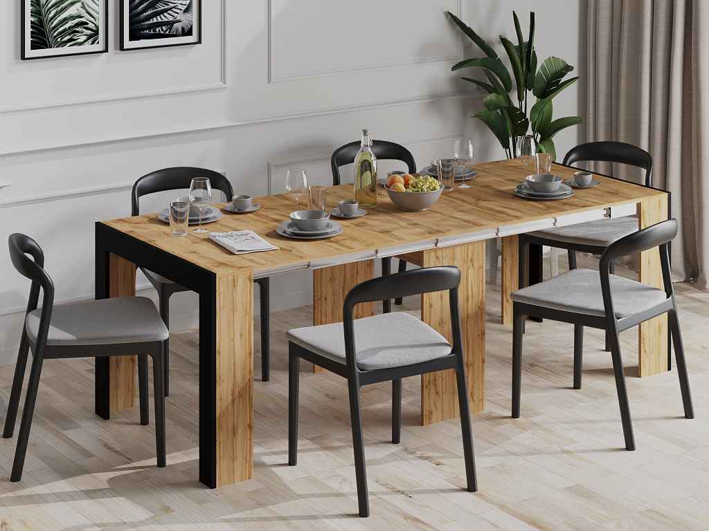 Стол-тумба раскладной (Дуб Вотан/Черный)  Mobi STO