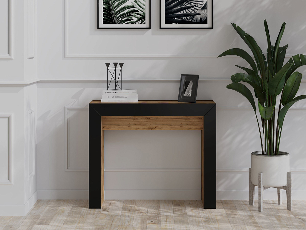 Стол-тумба раскладной (Дуб Вотан/Черный)  Mobi STO