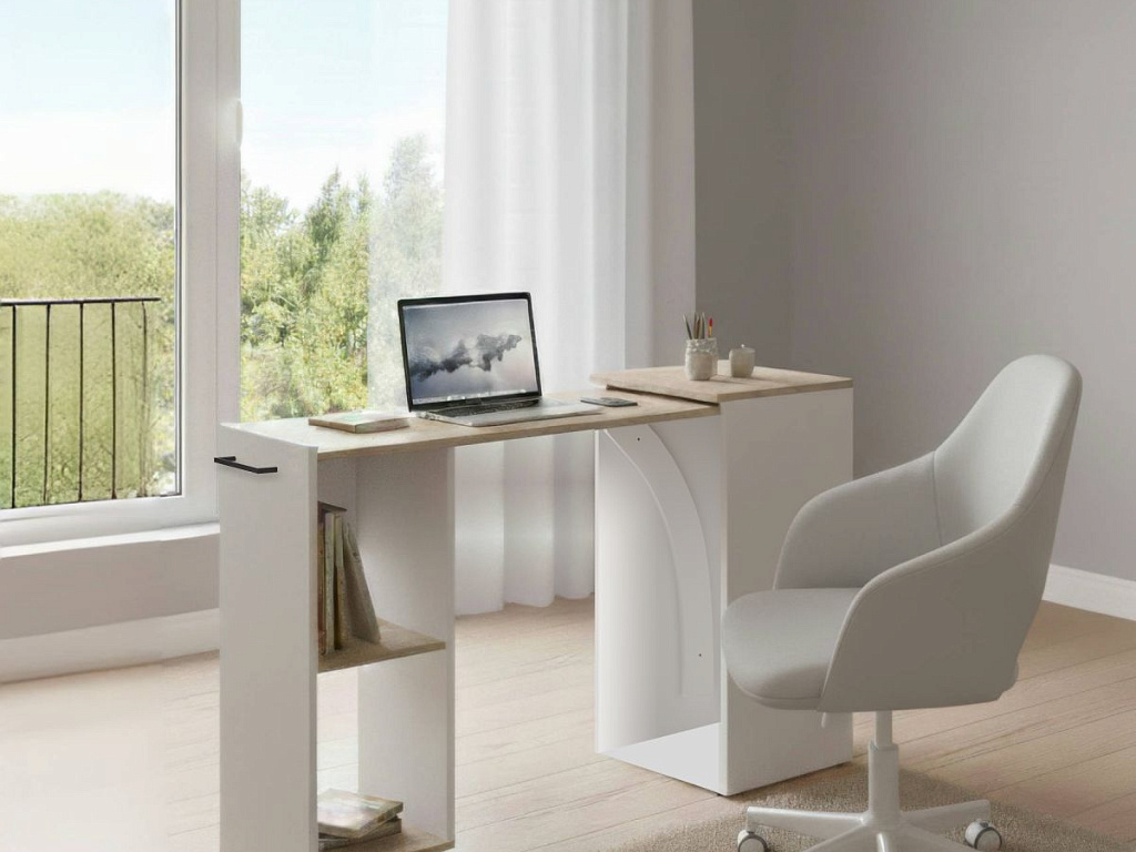 Стол-тумба (Белый/Гикори Кингстон)  Mobi BIU